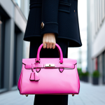 여성 데일리백 추천 - Colorful Statement Bag**

"A professional fashion blogger showcasing a vibrant pink handbag, fully c...